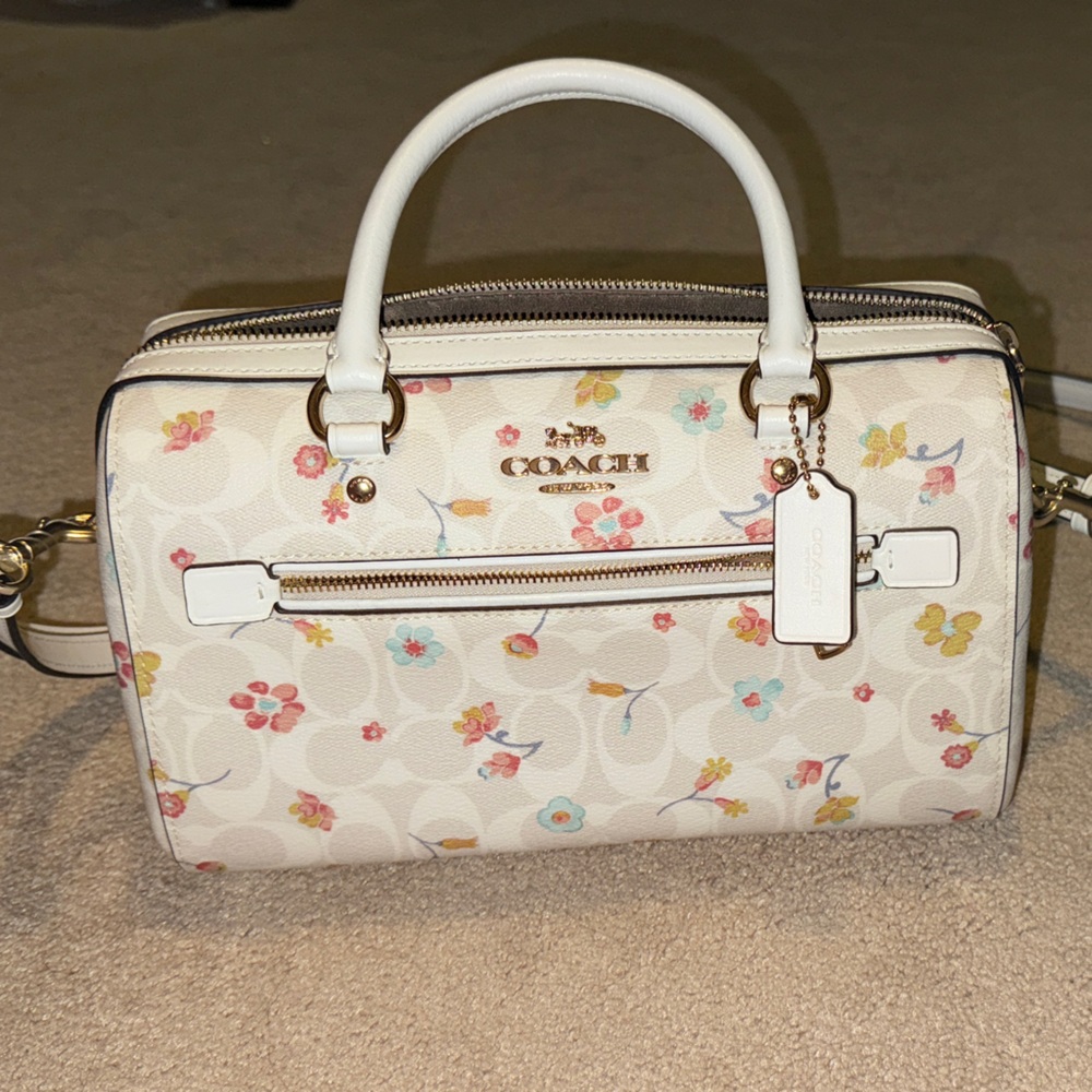 Coach White Satchel with Floral Design